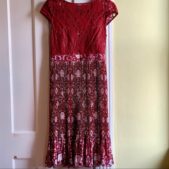 🍄 Anthro {Plenty by Tracy Reese} Maroon Arcadia Dress🍁 - Picture 4 of 6